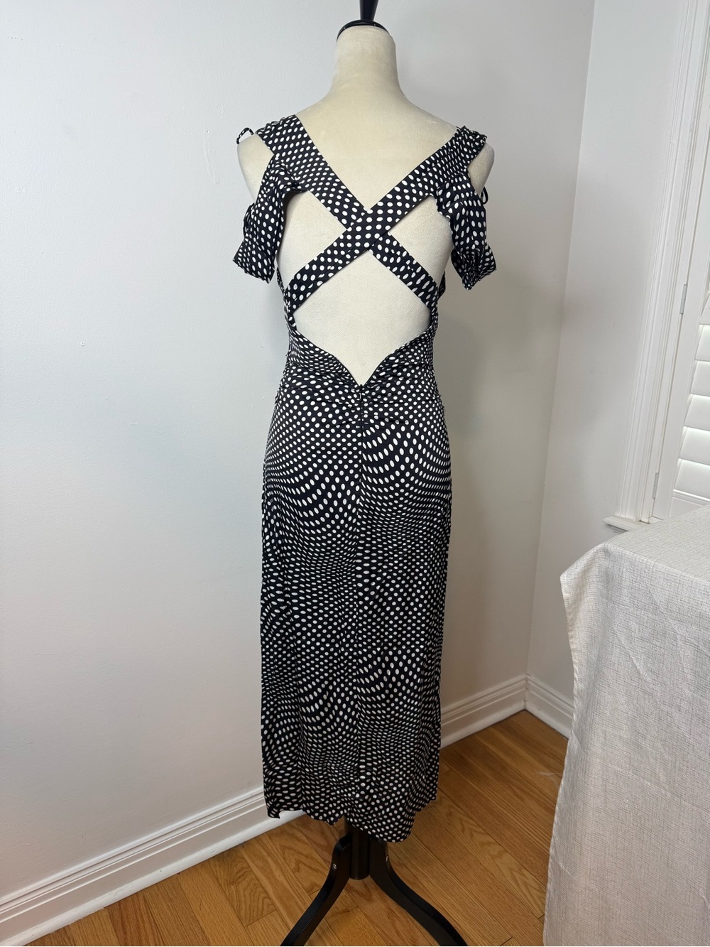For Love & Lemons Beth Midi Dress - Black & White Polka Dot NWT SZ S - Picture 4 of 11